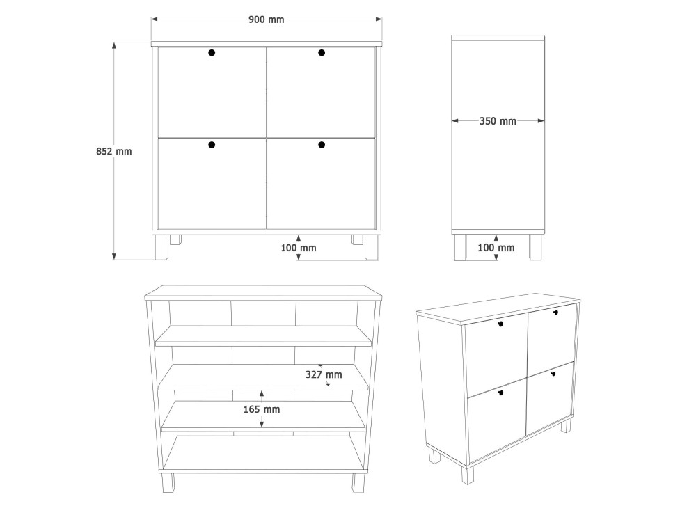 Meuble à chaussures en bois "Nord" - 90 x 35 x 85 cm - Blanc