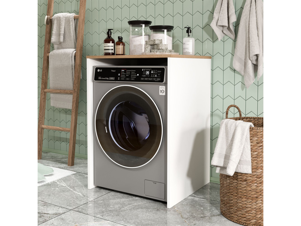 Meuble lave-linge en bois "Nord" - 66 x 60 x 92 cm - Blanc