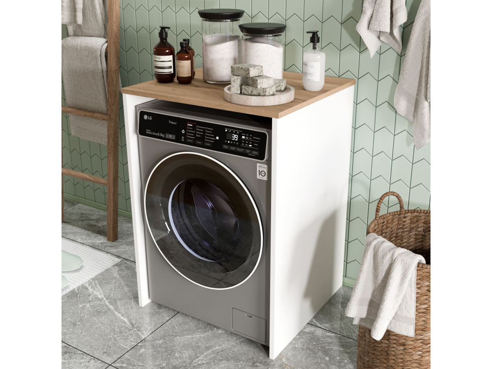 Meuble lave-linge en bois "Nord" - 66 x 60 x 92 cm - Blanc