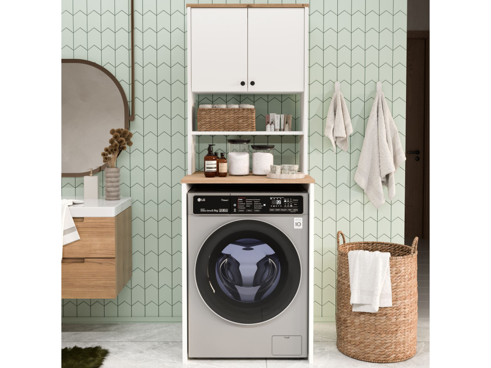Meuble lave-linge en bois "Nord" - 66 x 60 x 183 cm - Blanc