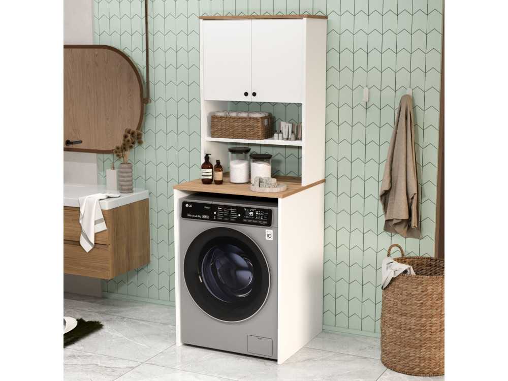 Meuble lave-linge en bois "Nord" - 66 x 60 x 183 cm - Blanc