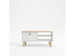 Table Basse en bois " Aris " - 90 x 38,8 x 60 cm - Chêne Saphir / Blanc