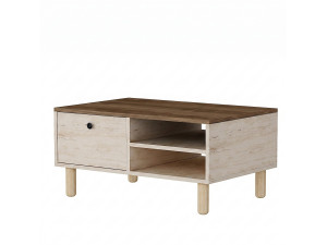 Table Basse en bois " Aris " - 90 x 38,8 x 60 cm - Travertin / Noyer Venezia