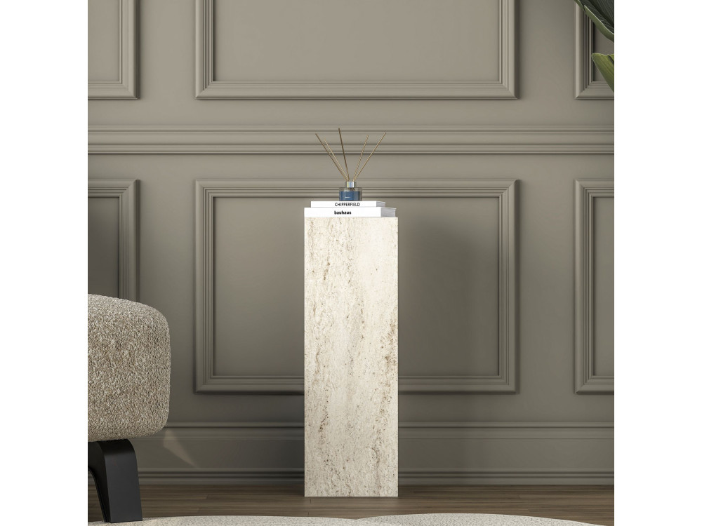 Table d'Appoint en bois " AD108 " - 20 x 18 x 60 cm - Travertin