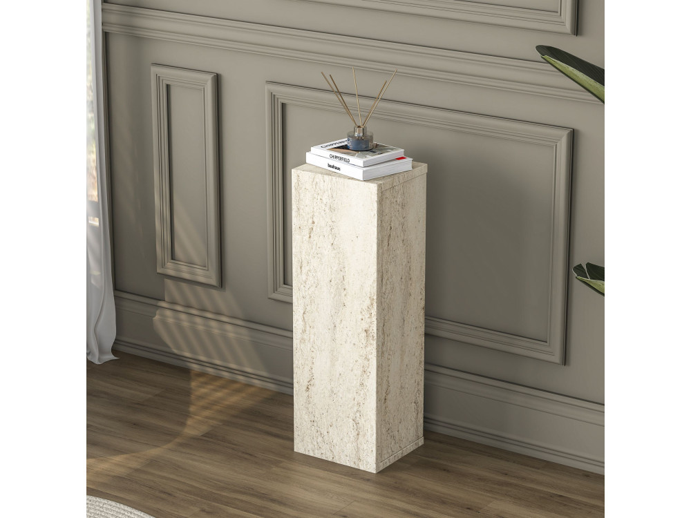 Table d'Appoint en bois " AD108 " - 20 x 18 x 60 cm - Travertin