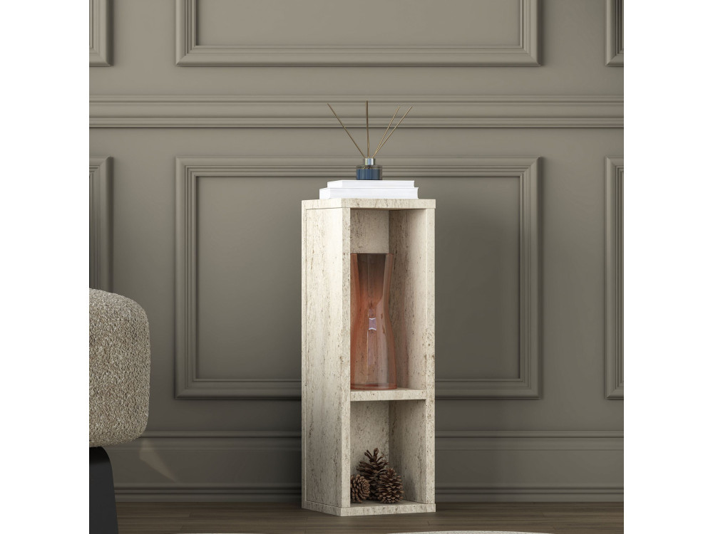 Table d'Appoint en bois " AD108 " - 20 x 18 x 60 cm - Travertin