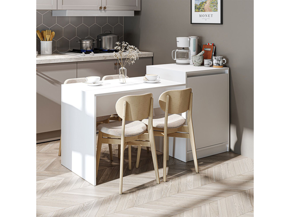 Table de cuisine en bois "2784" - 160 x 60 x 85 cm - Blanc