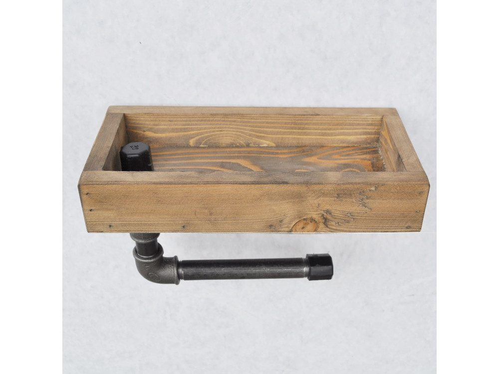 Étagère de tuyau en bois "Boruraf117" - 28 x 14 x 16 cm - Marron