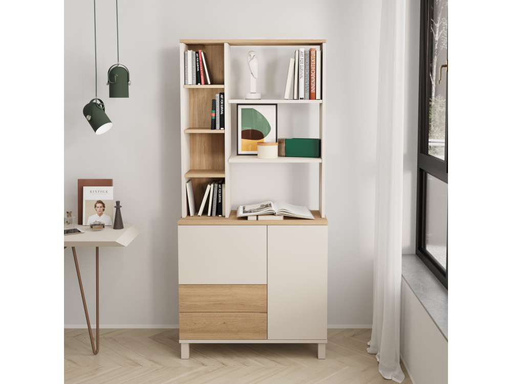 Bibliothèque en bois "Mood" - 85 x 35 x 188 cm - Beige