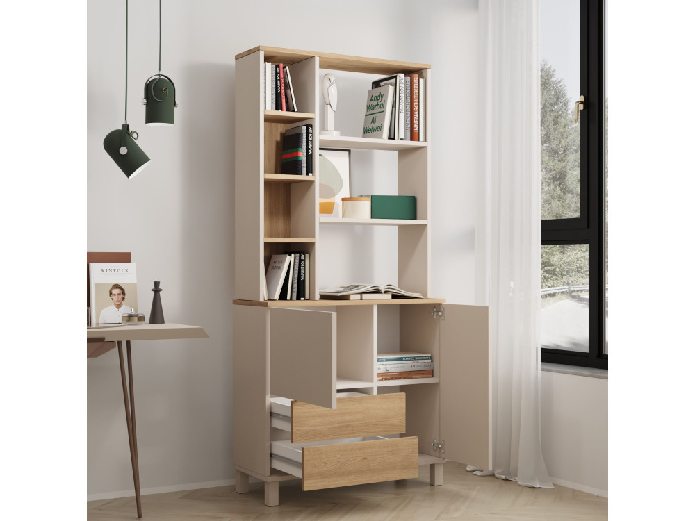 Bibliothèque en bois "Mood" - 85 x 35 x 188 cm - Beige