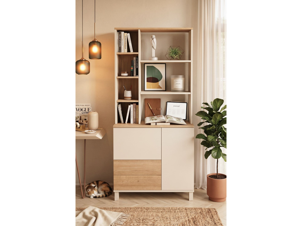 Bibliothèque en bois "Mood" - 85 x 35 x 188 cm - Beige
