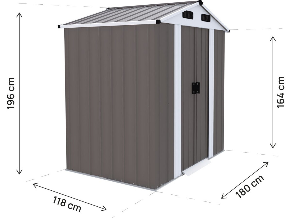 Abri de jardin métal "Dallas II" - 2,17 m² - Taupe