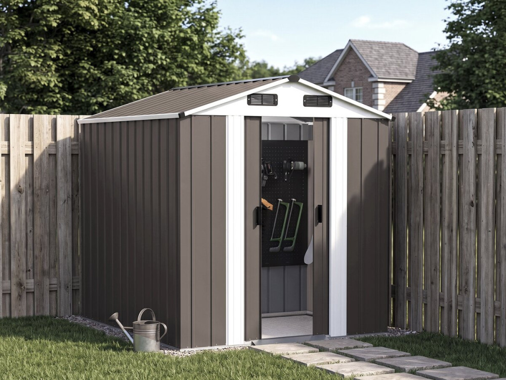 Abri de jardin métal "Dallas" - 4,12 m² - Taupe