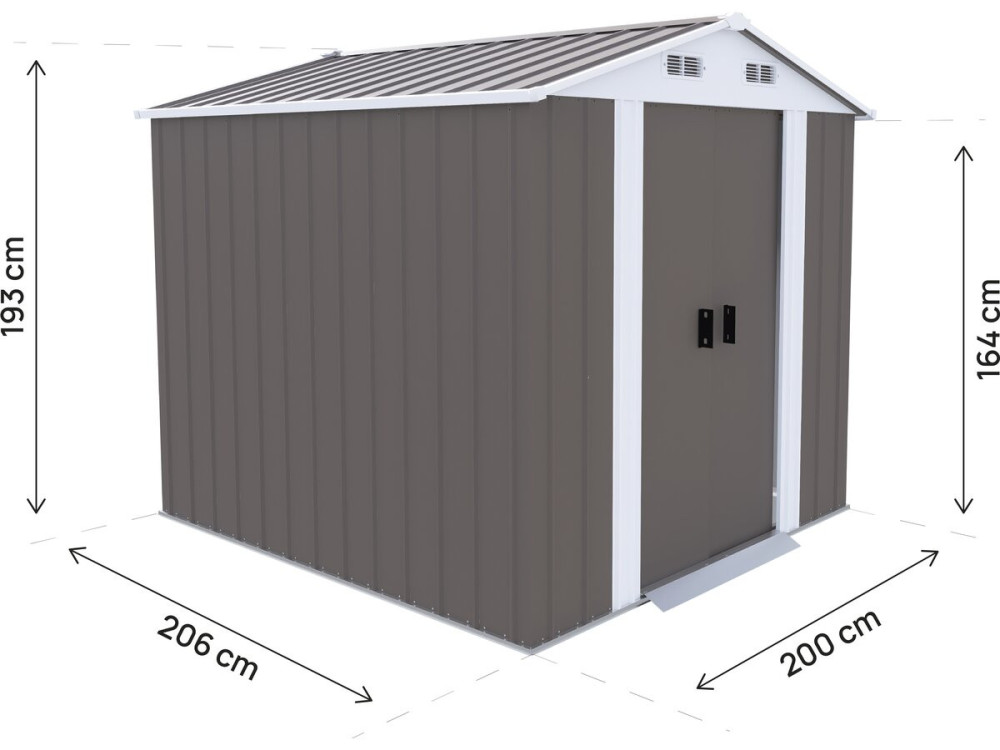 Abri de jardin métal "Dallas" - 4,12 m² - Taupe