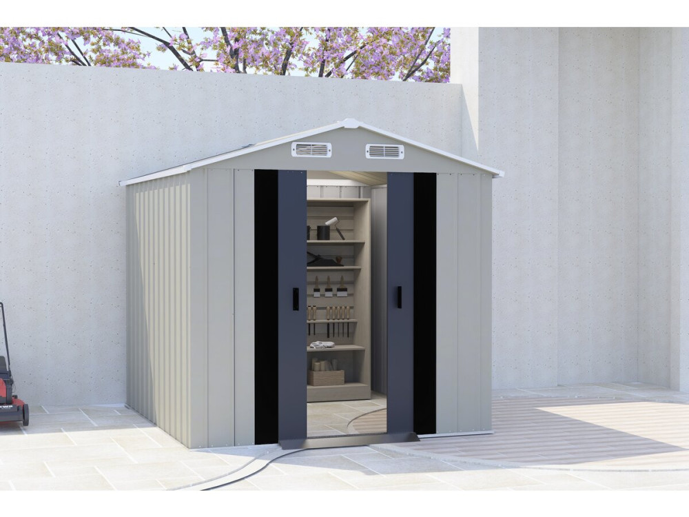 Abri de jardin en métal "Nebraska" - 4,12 m² - Gris