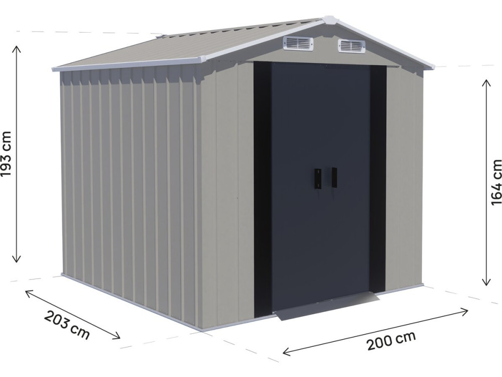 Abri de jardin en métal "Nebraska" - 4,12 m² - Gris