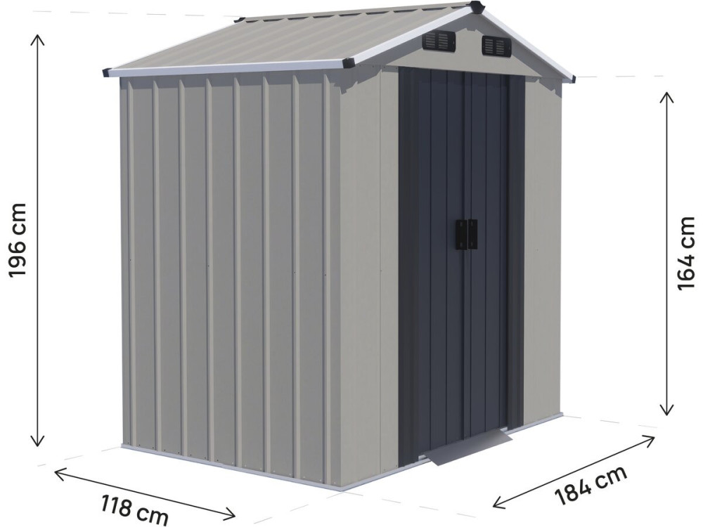 Abri de jardin en métal "Nebraska" - 2,17 m² - Gris