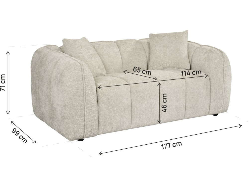 Canapé droit style bubble en tissu "Wagram" - 2 places - Beige