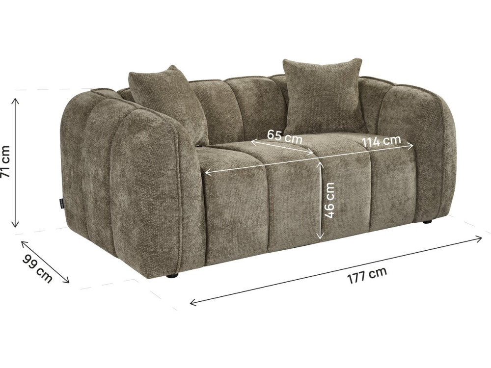 Canapé droit style bubble en tissu "Wagram" - 2 places - Marron