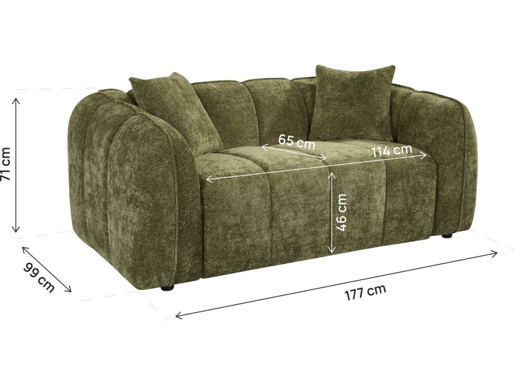 Canapé droit style bubble en tissu "Wagram" - 2 places - Vert