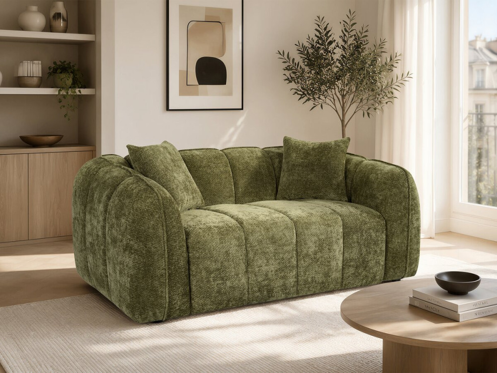 Canapé droit style bubble en tissu "Wagram" - 2 places - Vert
