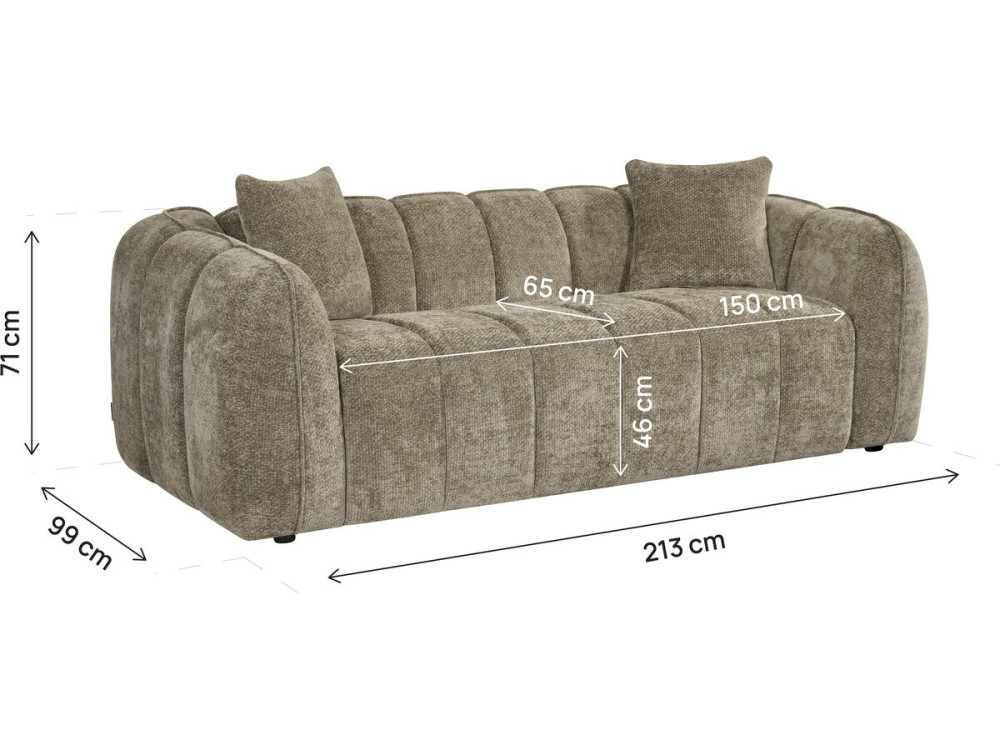 Canapé droit style bubble en tissu "Wagram" - 3 places - Marron
