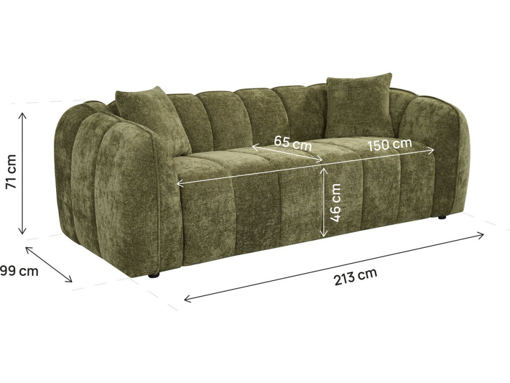Canapé droit style bubble en tissu "Wagram" - 3 places - Vert