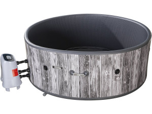Spa gonflable semi rigide effet bois en PVC "Antibes" - 6 places - Gris