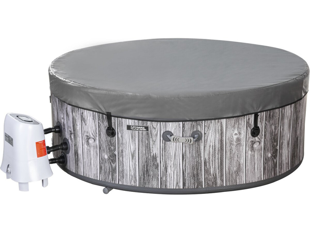 Spa gonflable semi rigide effet bois en PVC "Antibes" - 6 places - Gris
