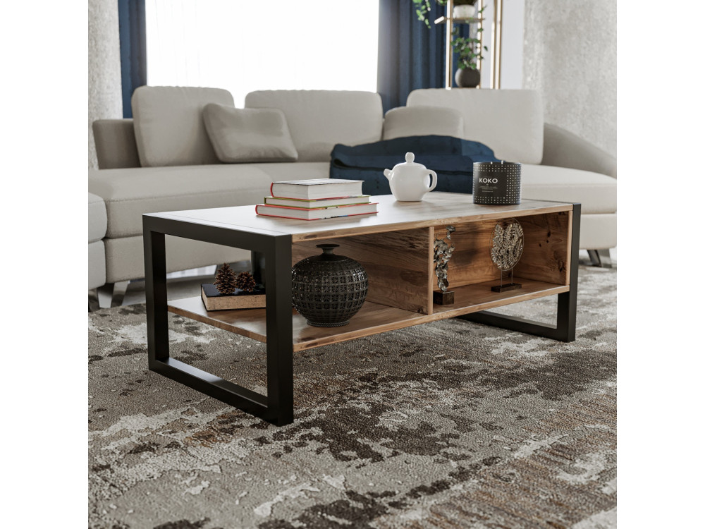 Table basse en bois "Haldizen" - 105 x 55 x 40 cm - Marron