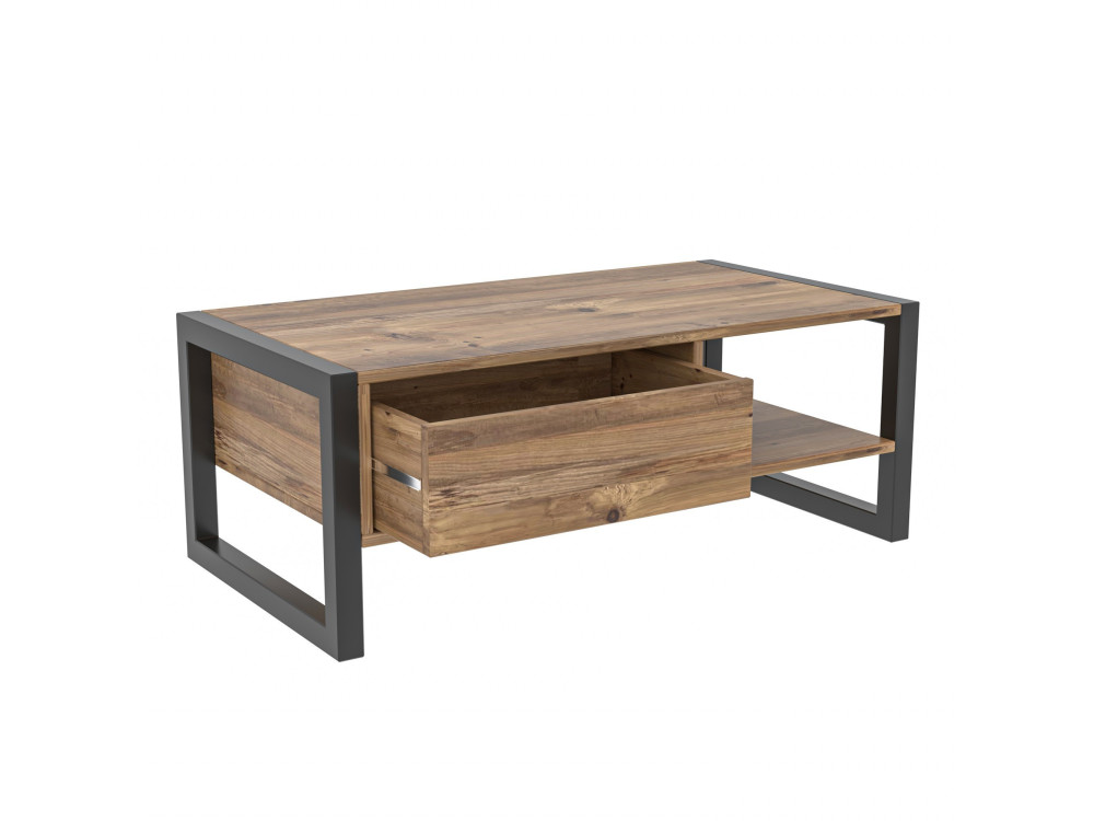 Table basse en bois "Haldizen" - 105 x 55 x 40 cm - Marron