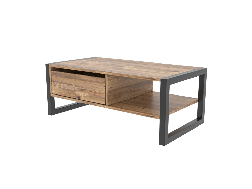 Table basse en bois "Haldizen" - 105 x 55 x 40 cm - Marron