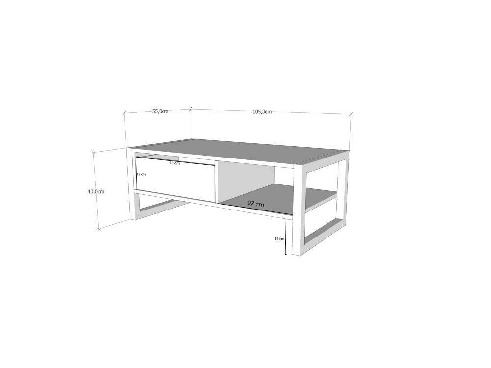 Table basse en bois "Haldizen" - 105 x 55 x 40 cm - Marron