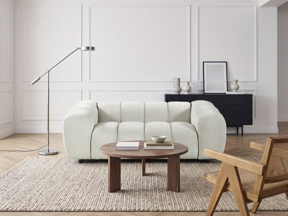 Canapé droit style bubble en tissu "Courcelles" - 2 places - Beige