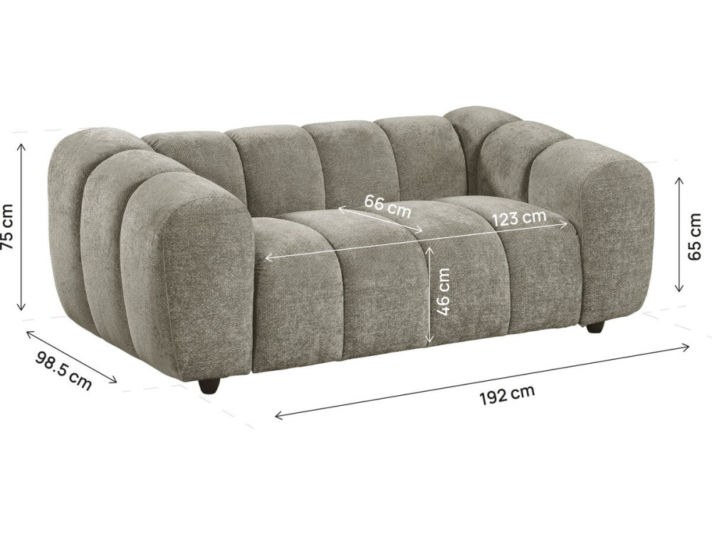 Canapé droit style bubble en tissu "Courcelles" - 2 places - Marron