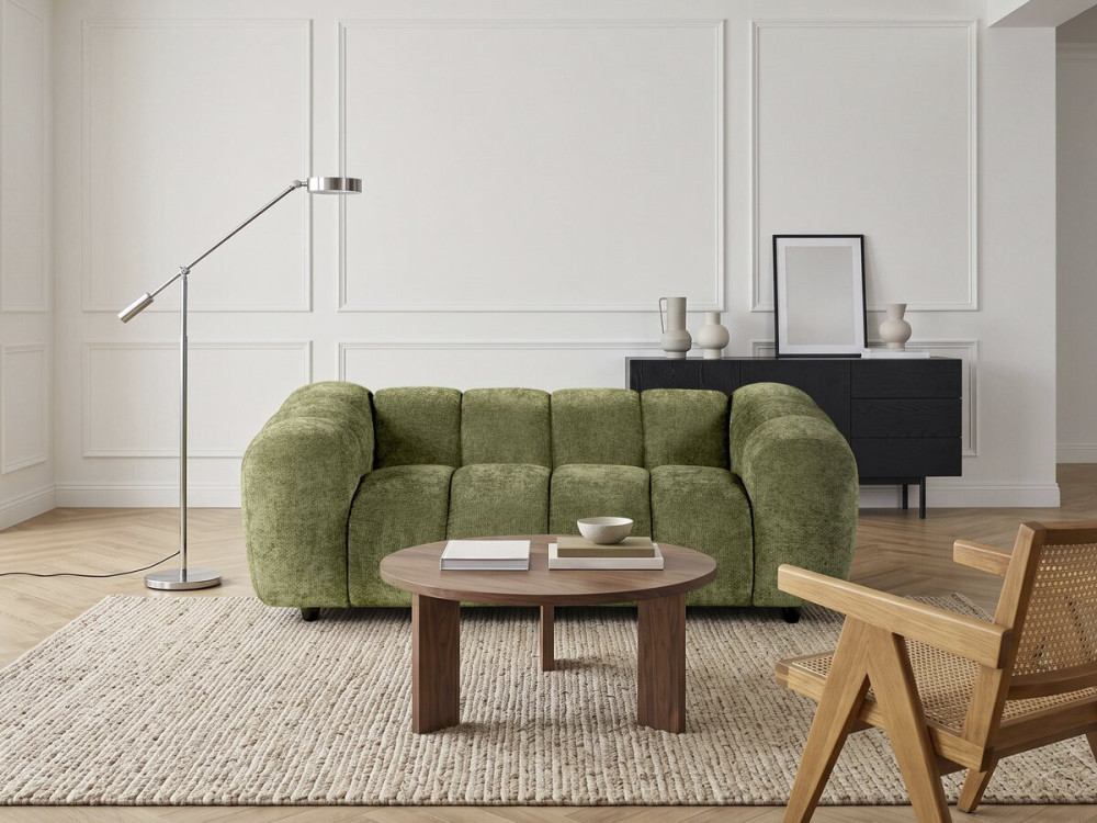 Canapé droit style bubble en tissu "Courcelles" - 2 places - Vert