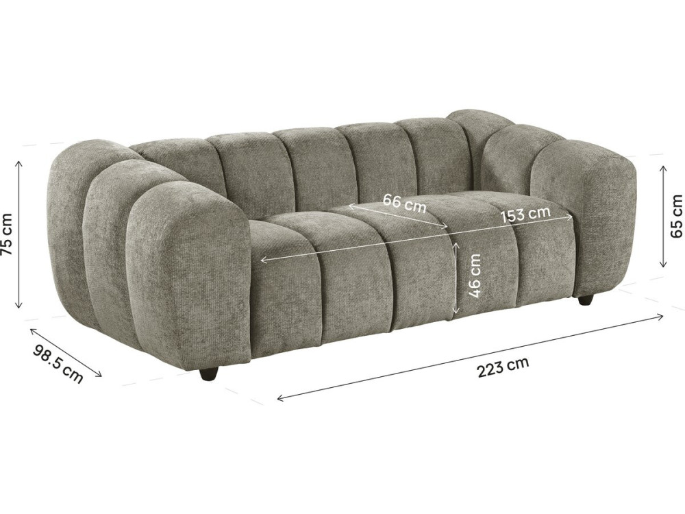 Canapé droit style bubble en tissu "Courcelles" - 3 places - Marron