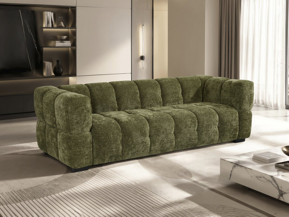 Canapé droit style bubble en tissu "Spontini" - 3 places - Vert