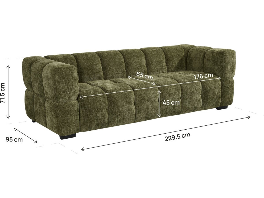 Canapé droit style bubble en tissu "Spontini" - 3 places - Vert