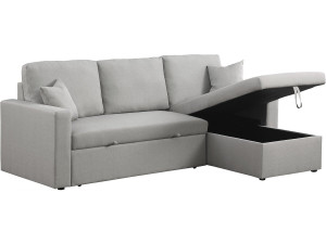 Canapé d'angle convertible/ réversible avec coffre "Alain" - 3 places - Gris clair