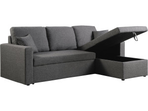 Canapé d'angle convertible/ réversible avec coffre "Alain" - 3 places - Gris