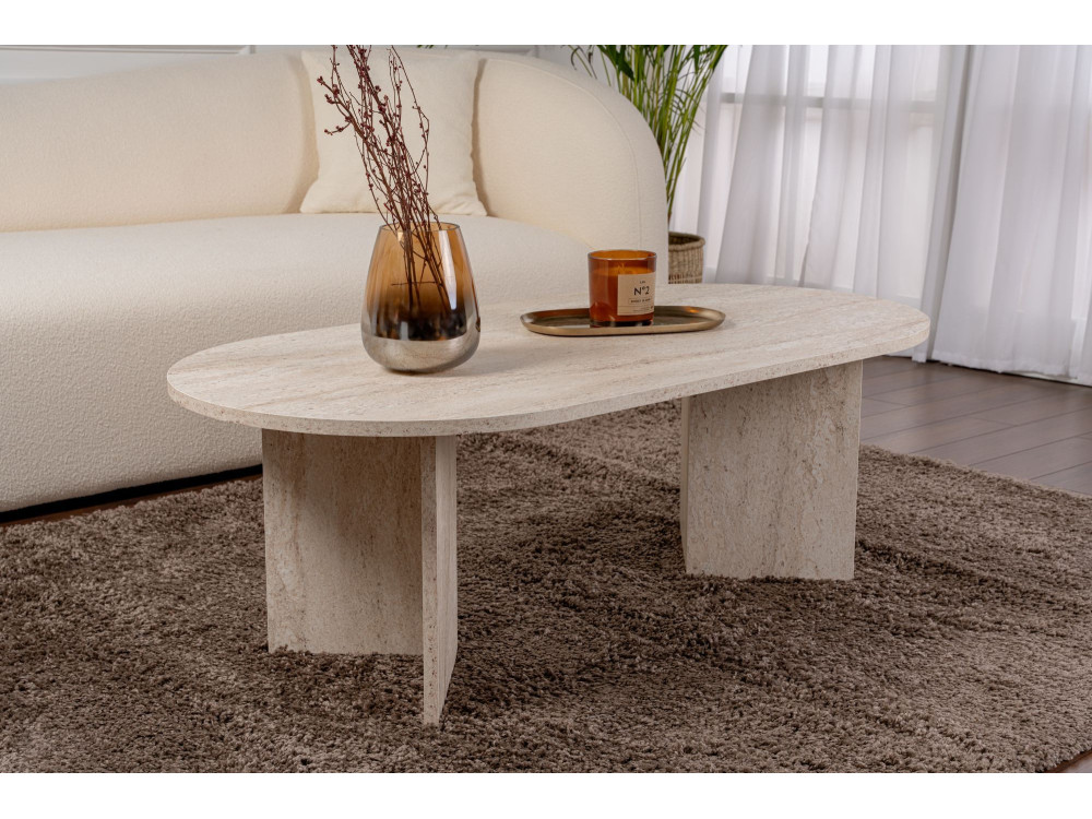 Table basse en bois "Sable" - 60 x 119 x 40 cm - Beige