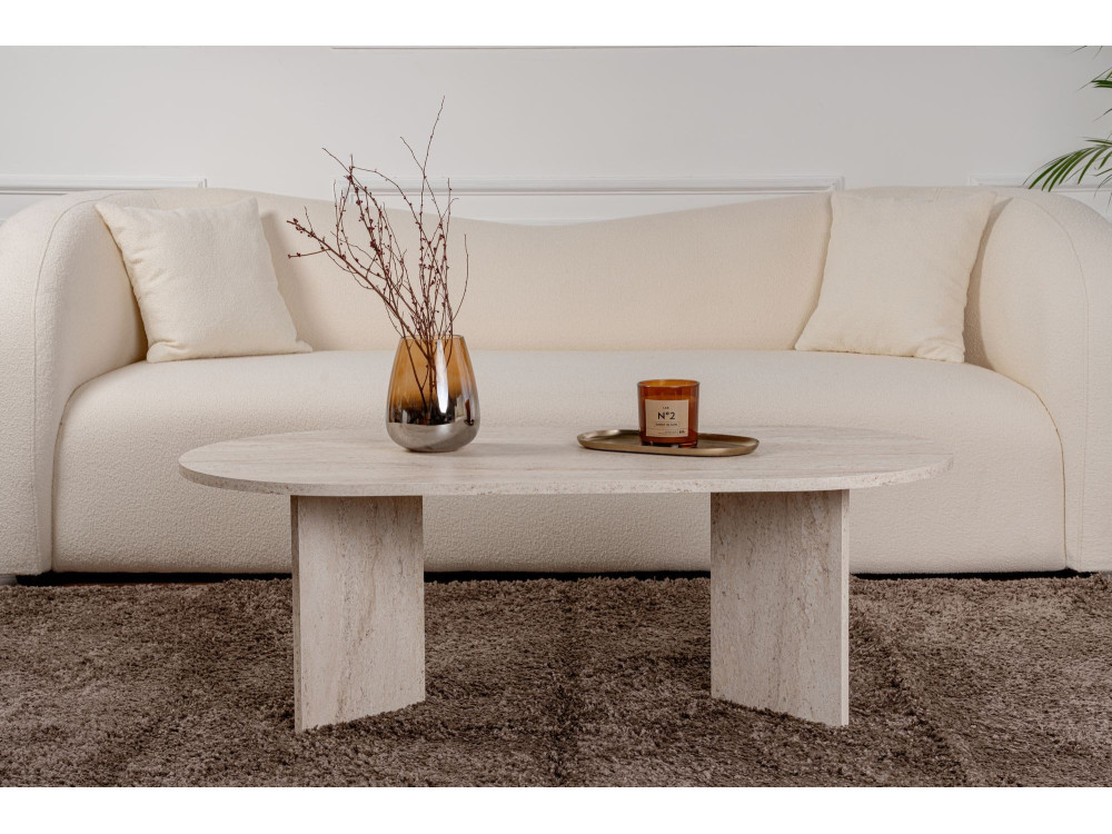 Table basse en bois "Sable" - 60 x 119 x 40 cm - Beige