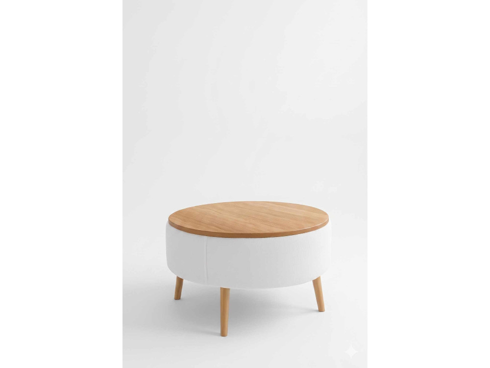 Table Basse en bois " Iris " - Ø60 x 45 cm - Blanc