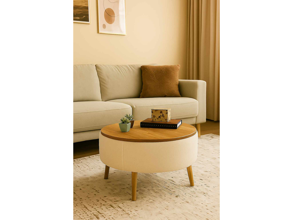 Table Basse en bois " Iris " - Ø60 x 45 cm - Blanc