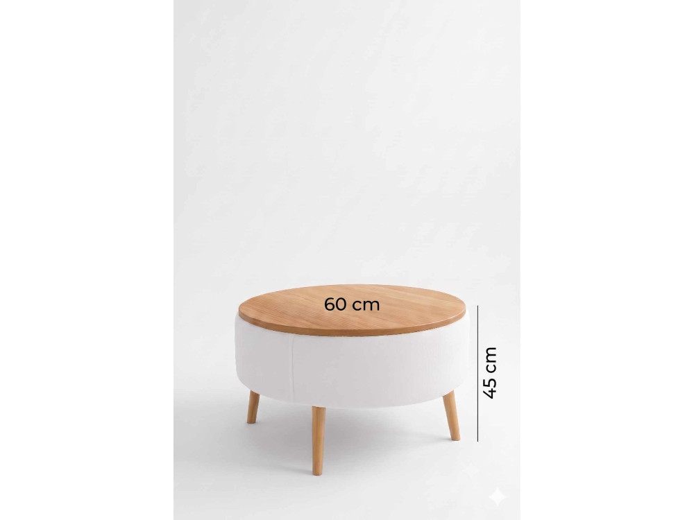 Table Basse en bois " Iris " - Ø60 x 45 cm - Blanc