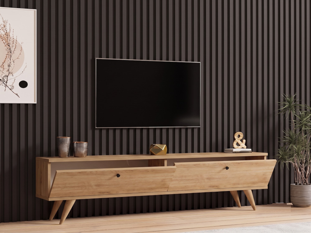 Meuble TV en bois " Paris " - 160 x 25 x 40 cm - Chêne Saphir