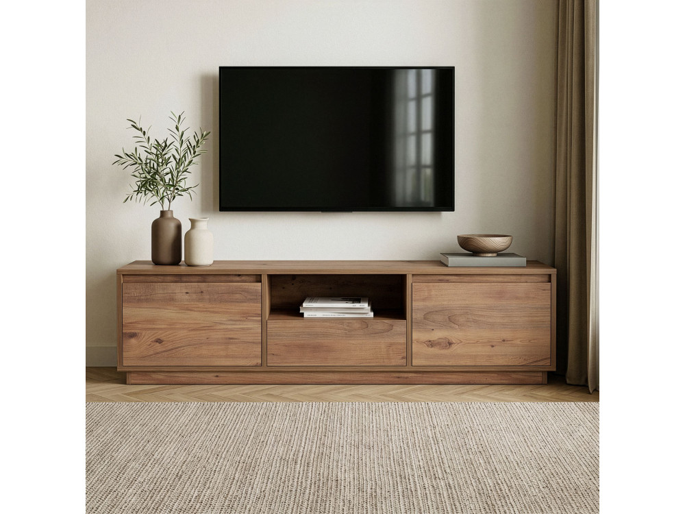 Meuble TV en bois " Vanguard " - 160 x 30 x 42 cm - Pin Atlantique