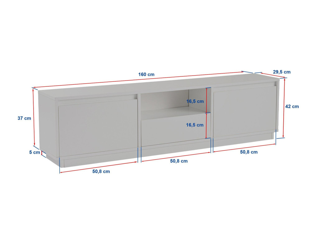 Meuble TV en bois " Vanguard " - 160 x 30 x 42 cm - Pin Atlantique