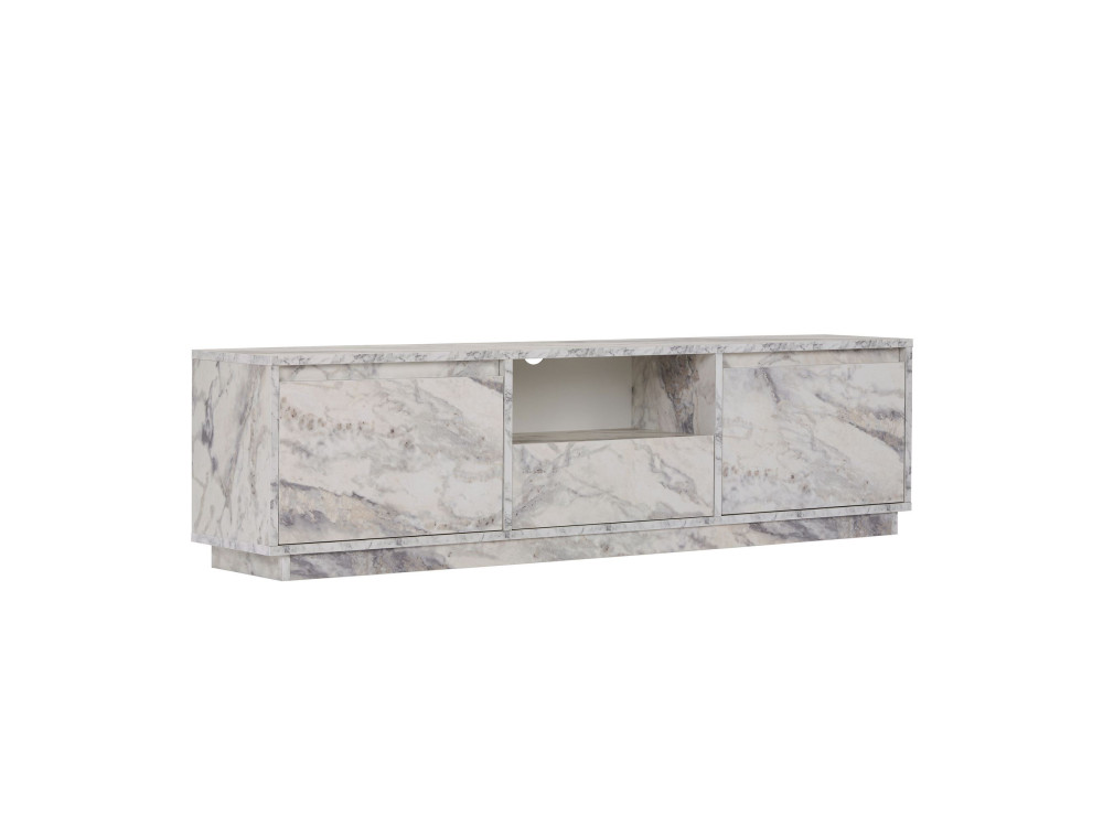 Meuble TV en bois " Vanguard " - 160 x 30 x 42 cm - Marbre Freesia